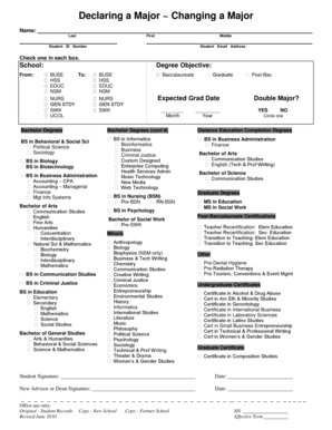 Declaring a Major Changing a Major Form