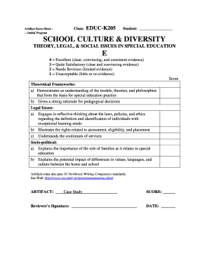 Artifact Score Sheet