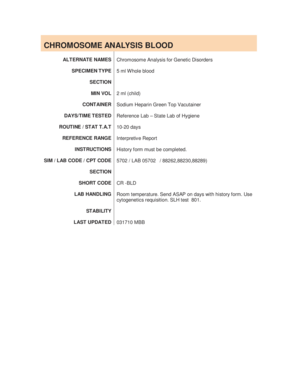 Chromosome Analysis Blood Form