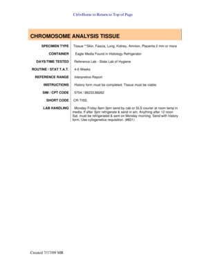 Chromosome Analysis Tissue Form