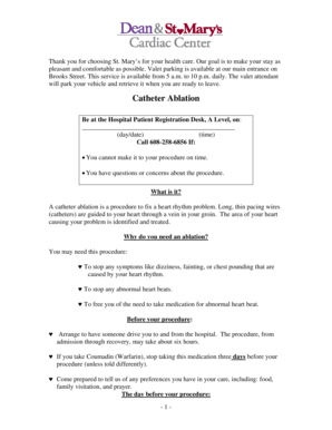 Catheter Ablation Patient Instructions