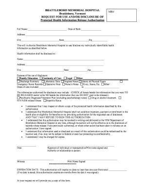 Protected Health Information Release Authorization