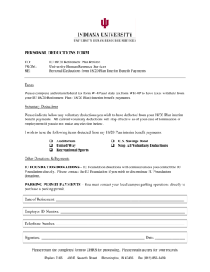 Indiana state income tax withholding form - PERSONAL DEDUCTIONS FORM - Indiana University - indiana