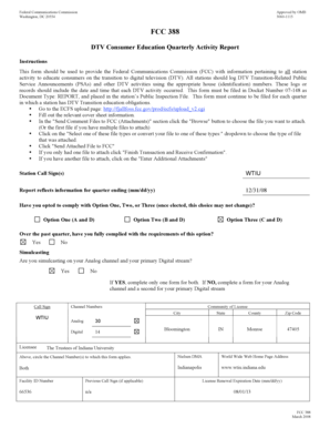 FCC 388 DTV Consumer Education Quarterly Activity Report