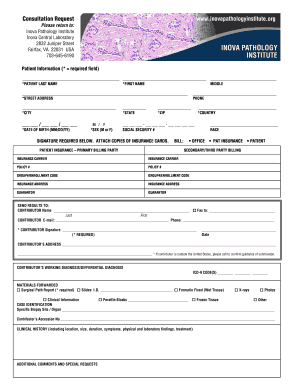 Inova Pathology Institute Consultation Request