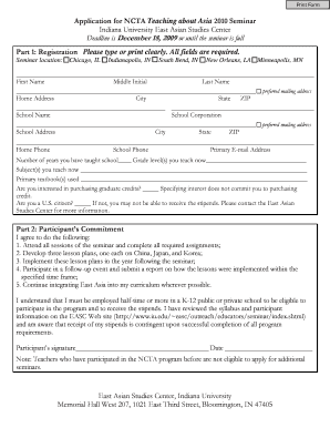 Application for NCTA Teaching about Asia 2010 Seminar