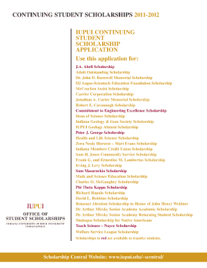 IUPUI Continuing Student Scholarship Application