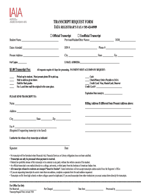 iaia transcript request form