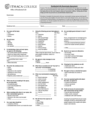 Residential Life Roommate Agreement - ithaca