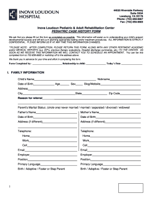 Pediatric Case History Form