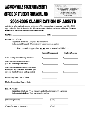2004-2005 Federal Financial Aid Form