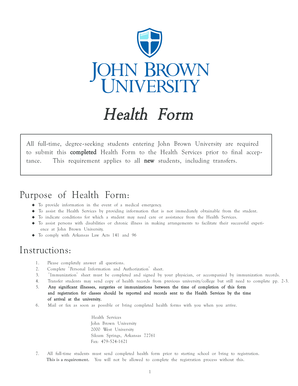 John Brown University Health Form