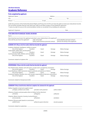 Academic Reference Form