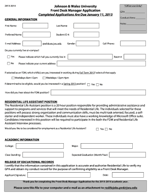 Fillable Online Jwu Fdm Application Johnson Wales University
