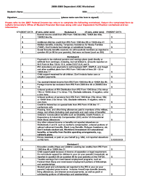 2008-2009 Dependent ABC Worksheet
