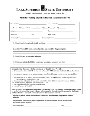 Basic physical exam form doc