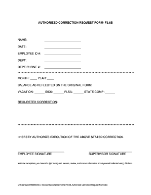 Authorized Correction Request Form