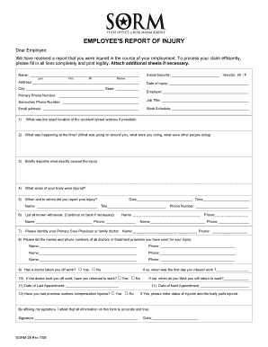 Employee Injury Report Form