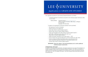 Lee University Graduate Application Form