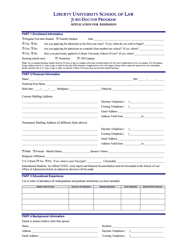 LIBERTY UNIVERSITY SCHOOL OF LAW Preview on Page 1