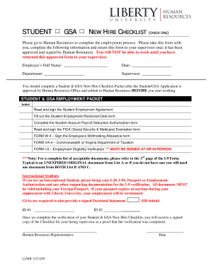 Student New Hire Checklist - Liberty University - liberty