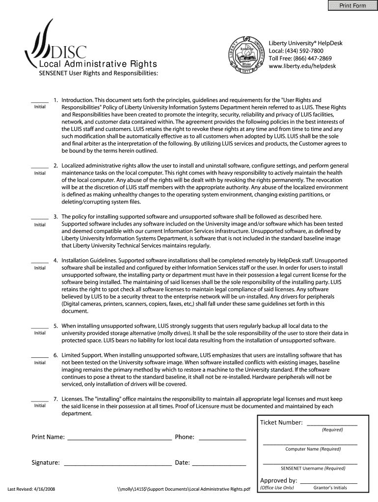 Local Administrative Rights - Liberty University Preview on Page 1