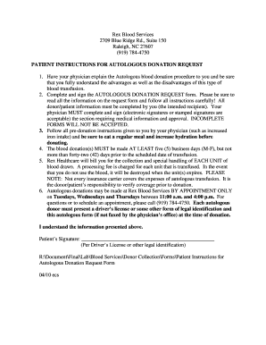 Autologous Donation Request Form