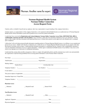 Norman Online Connection Access Request Form