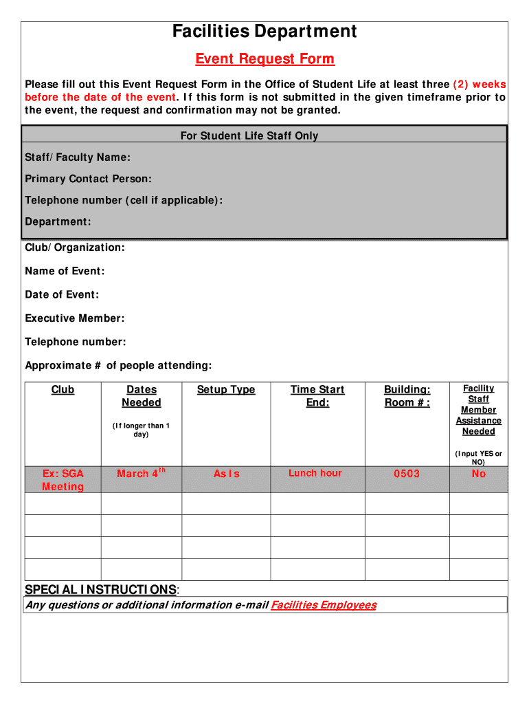 Facility Event Request Form - LIM College - limcollege Preview on Page 1