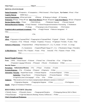Mental Status Exam Form