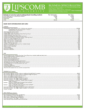 Lipscomb University Tuition Worksheet
