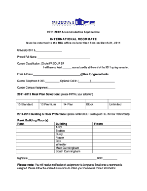 2011-2012 Accommodation Application