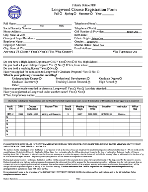 Longwood Course Registration Form