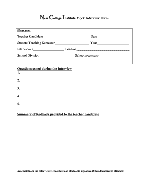 Interview sheet