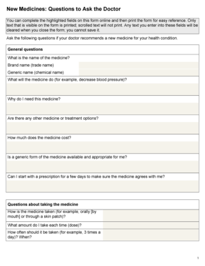 New Medicines Doctor Questions Form