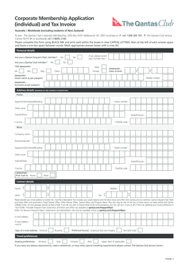 Qantas Club Corporate Membership Application