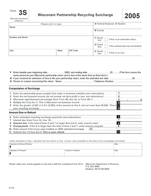 Wisconsin Partnership Recycling Surcharge Form 3S