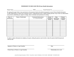 Permission to Disclose PHI