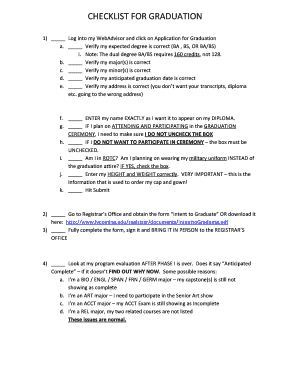 Graduation Checklist