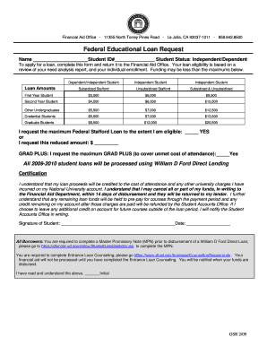 Federal Educational Loan Request Form