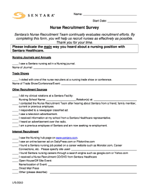Nurse Recruitment Survey Form