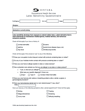 Latex Sensitivity Questionnaire