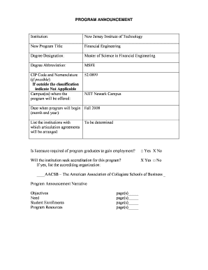 Fillable Online njit MS in Financial Engineering - New Jersey Institute of Technology - njit Fax 
