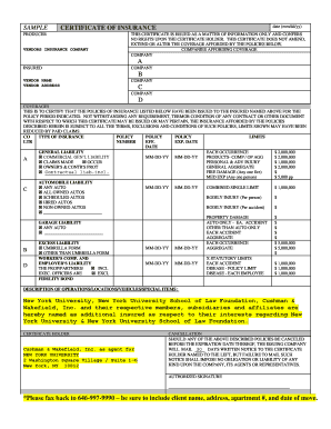 Certificate of Insurance