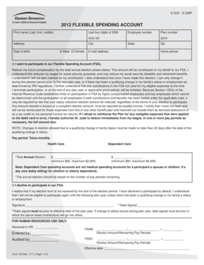 Flexible Spending Account Enrollment Form