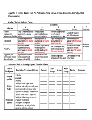 Appendix E: Sample Rubrics (Art, Pre ... - New York University - nyu