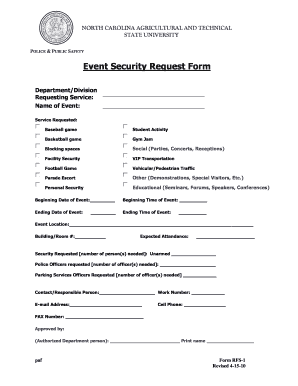 Event Security Request Form - North Carolina A&T State University - ncat