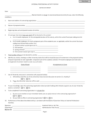 External Professional Activities for Pay Form