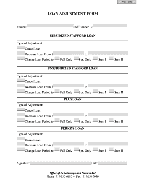 Student Loan Adjustment Form