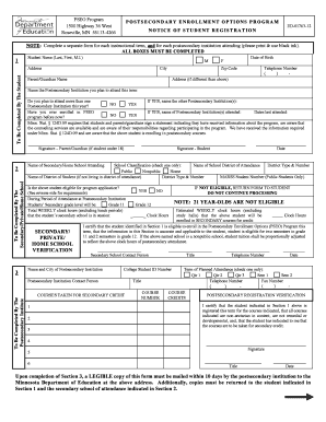 Minnesota PSEO Student Registration Form